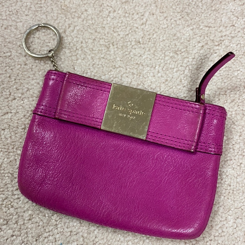 Pink Kate Spade Bow card case wallet keychain ❤️